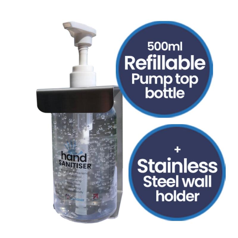 500ml Pump Top Bottle and Wall Holder